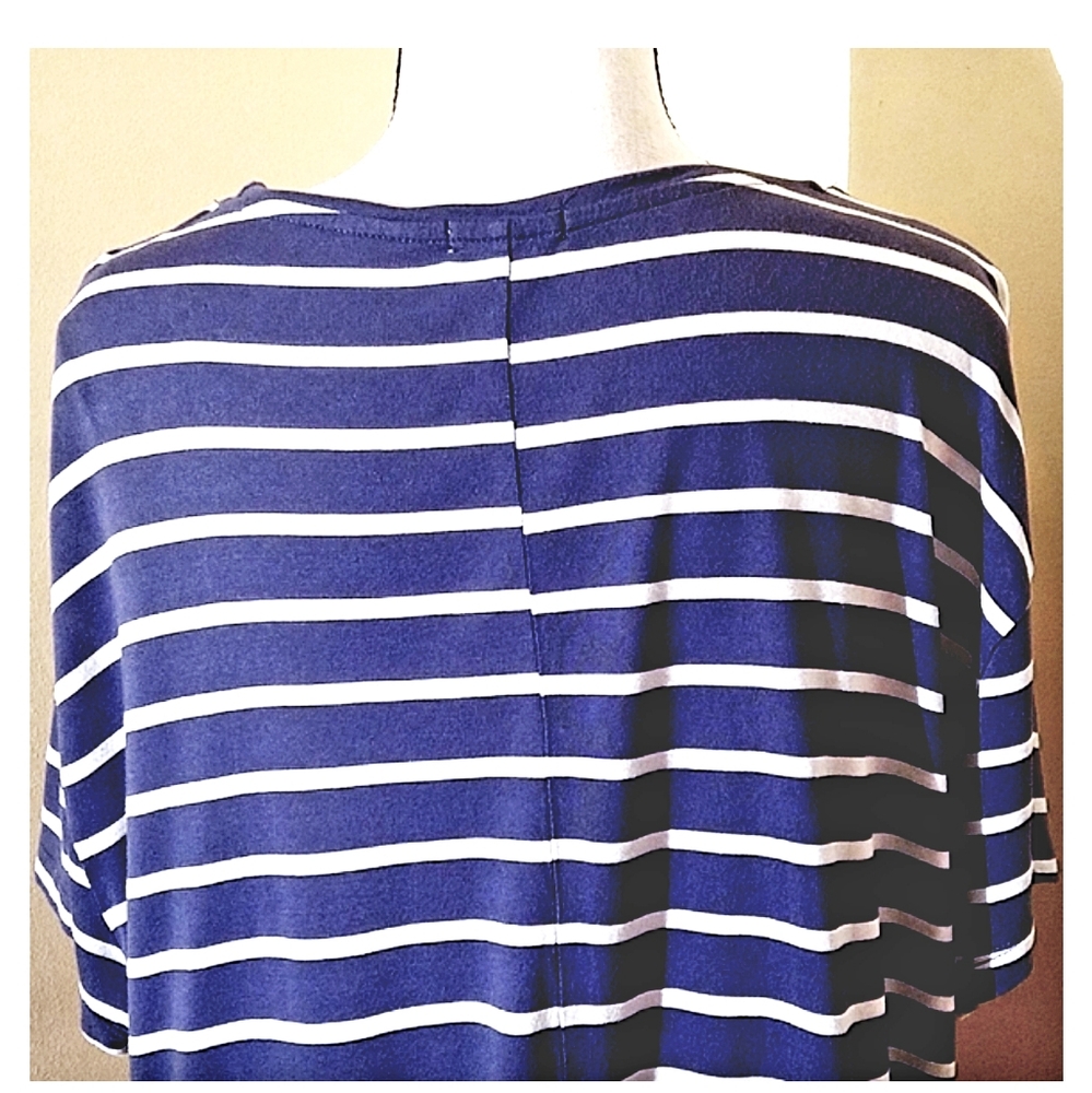 Gap Blue & White Striped Short Sleeves Top M - Picture 6 of 8